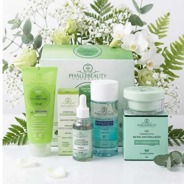 Kit Skincare 4 itens Facial Phallebeauty Anti-Oleosidade & Detox anti-poluição - super hidratação sem pesar