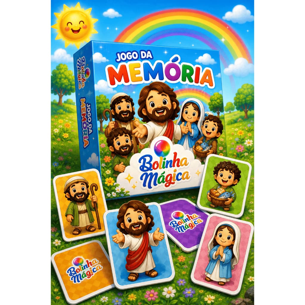 Kit 10Cx Jogos da Memória Jesus e Seus Amigos Apóstolos Discípulos Biblico Lembrancinha Festa prenda