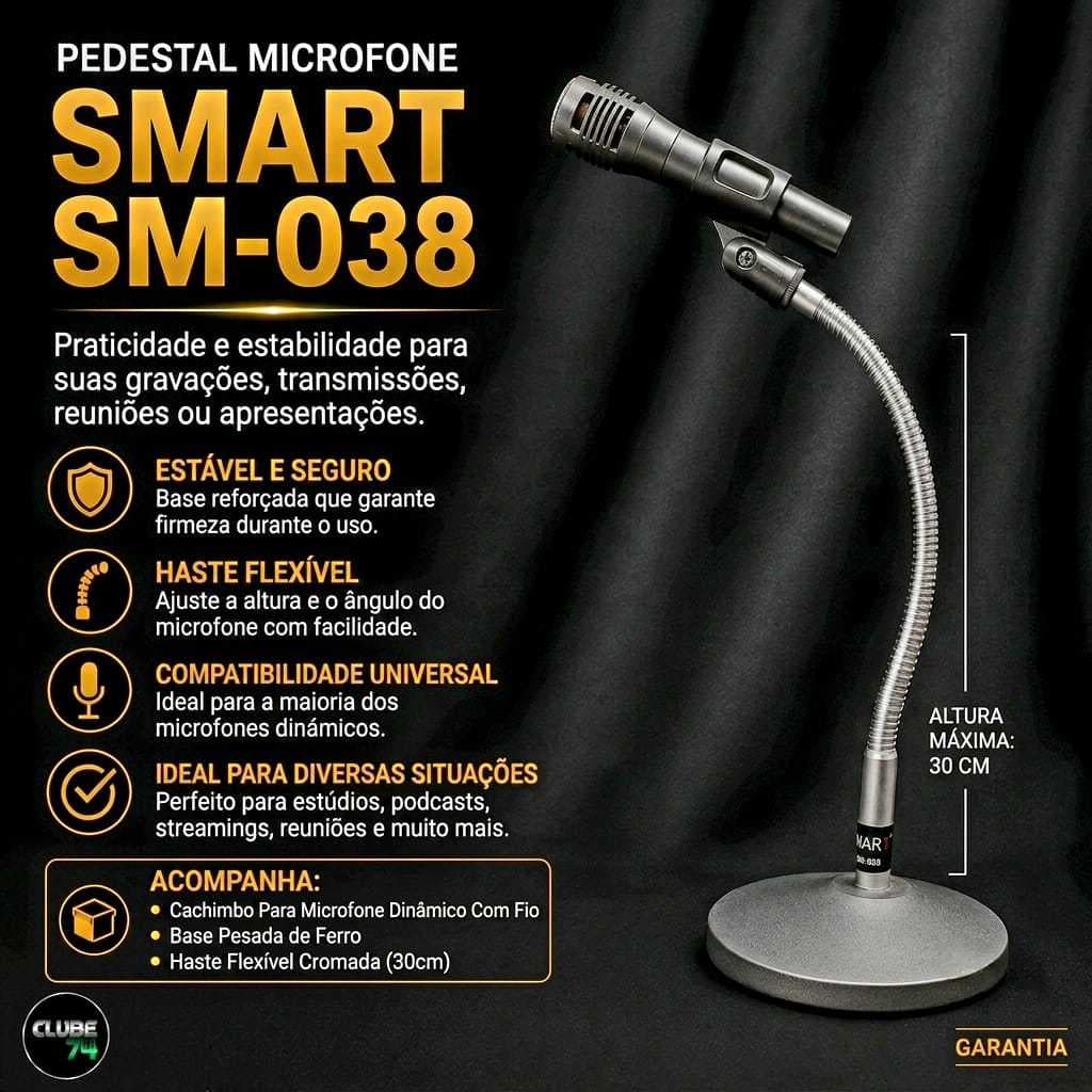Pedestal Microfone De Mesa Smart SM-038