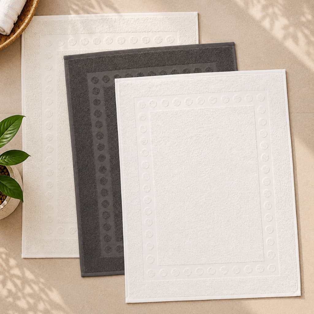 Kit 3 Tapete Antiderrapante Atoalhado Piso Banheiro 100% Algodão Premium 50X65cm