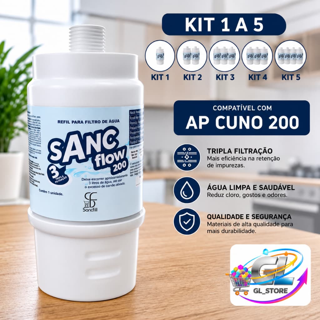 Refil Filtro Água AP 200 Cuno Compatível AquaFresh Aparelhos de Rosca Sancflow Kit 1 a 5
