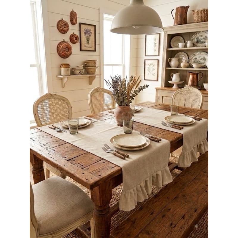2 Caminhos /trilhos de Mesa em Linho / Estilo Farma House / Jogo Americano / Fazenda / Estilo Agro