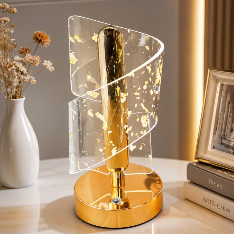 Luminária Abajur Moderno Decorativa Acrílico  3 Cores De Luz  Cristal Touch para Mesa e Quarto Luxo Decoracao Elegante