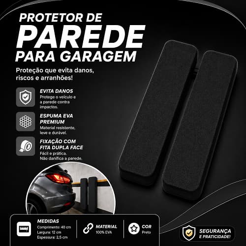Protetor de Parachoque em EVA - 2 unidades - 40cm X 11cm X 30mm - Garagem - GMB E.V.A