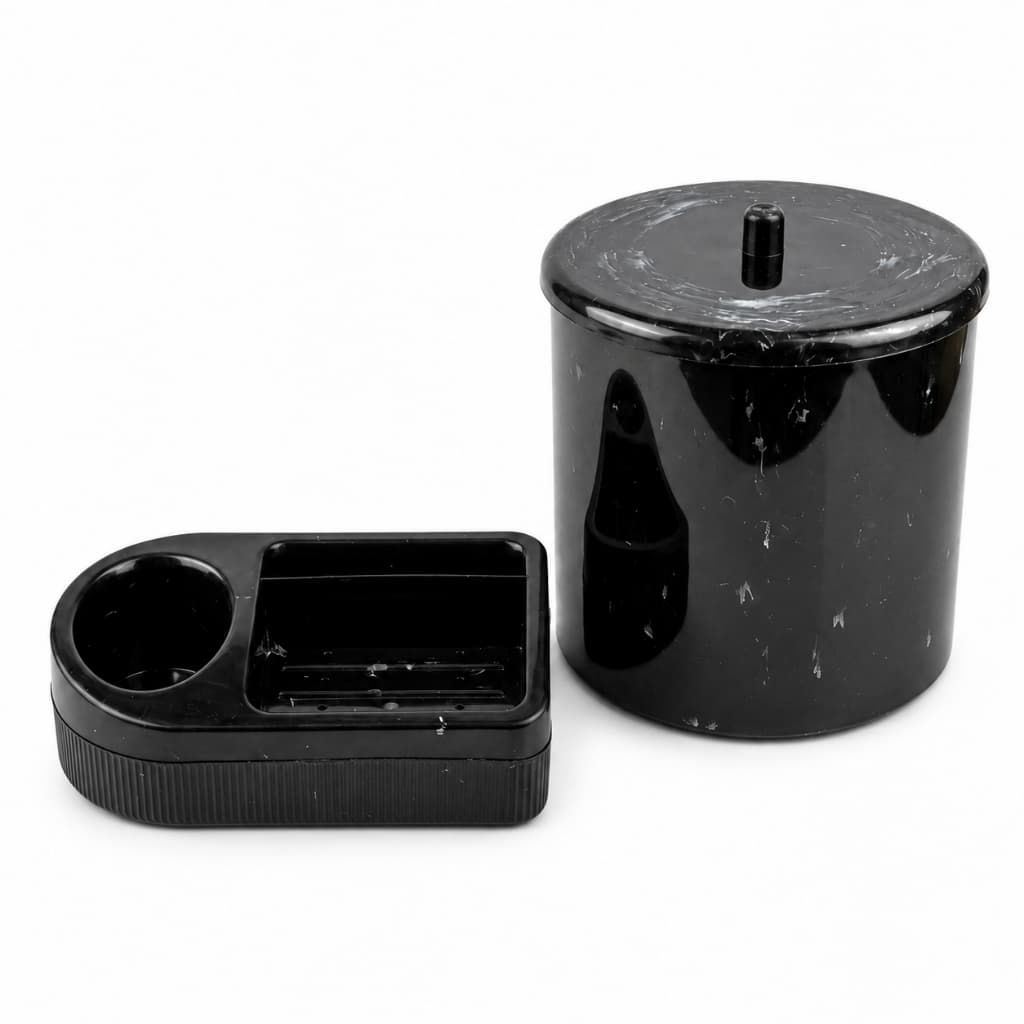 Kit Pia 2 Peças Marmorizado Lixeira 6L e Porta Detergente para Cozinha