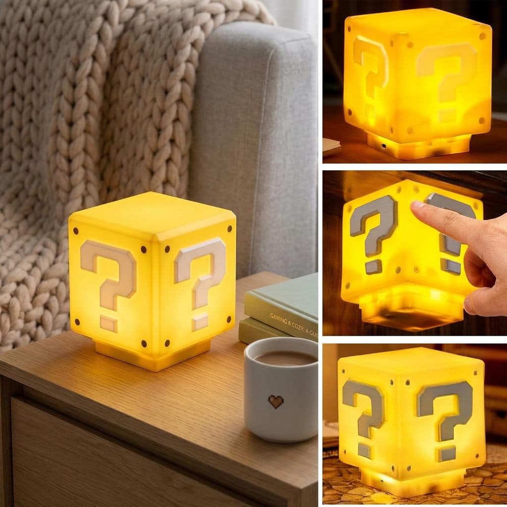 Luminária de Mesa Gamer Bloco Interativo com Luz Som Toque USB Recarregável 400mAh