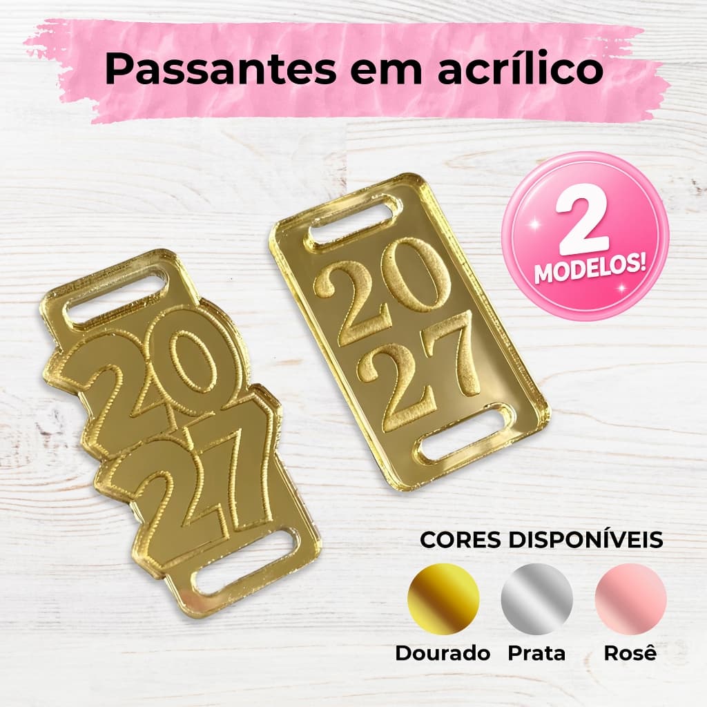 Passante Acrílico 2027 para Elástico Agendas Aplique