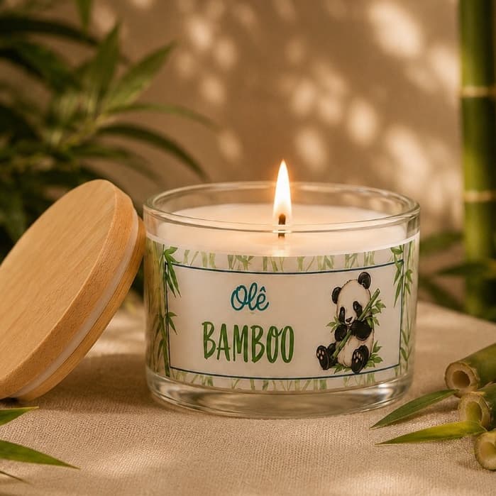 Vela Aromática Artesanal 110g Perfumada com Tampa de Madeira | Cera de Coco | Presente e Decoração | Olê Velas