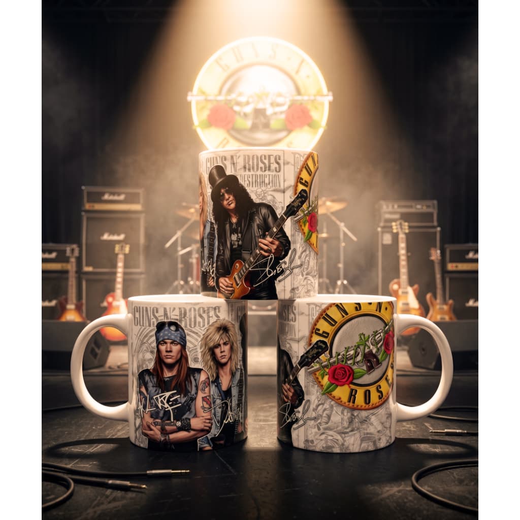 Caneca de Porcelana Bandas de Rock Clássico Queen Beatles AC/DC Guns Kiss Presente Criativo 325ml