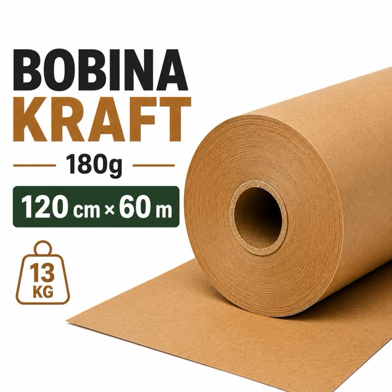 Bobina Papel Kraft 120cm x 60m 13kg 180g Embalagem Mudança Proteção Artesanato