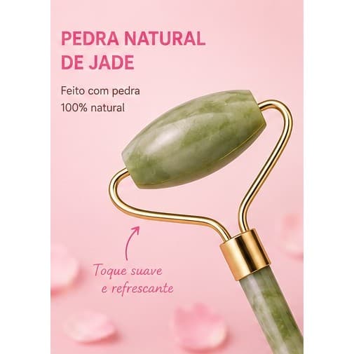 Rolo Facial de Pedra Jade Massageador Facial Skincare Beleza Relaxamento e Cuidados com a Pele