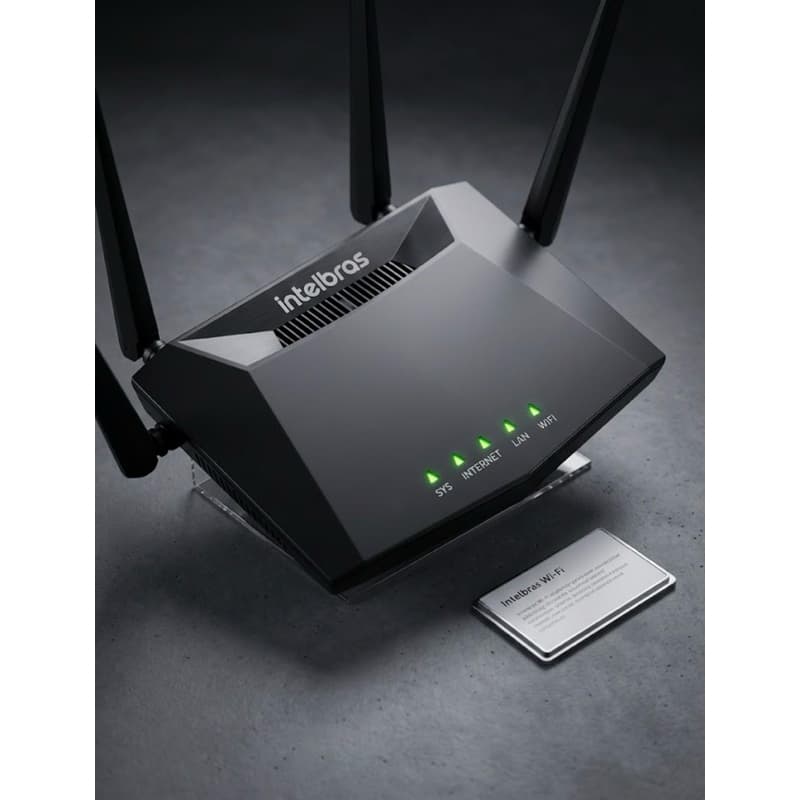 Roteador Intelbras Action RG 1200 Dual Band AC 1200 Gigabit - Wi-Fi 5GHz fora da caixa aberto