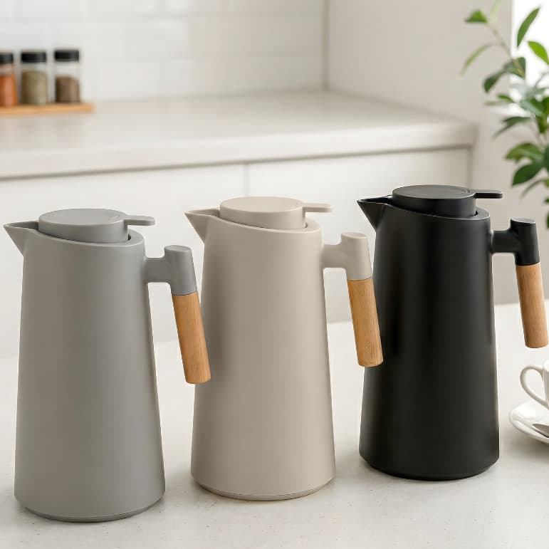 Garrafa Térmica Nórdica 1L Design Premium Não Vaza Cabo Madeira