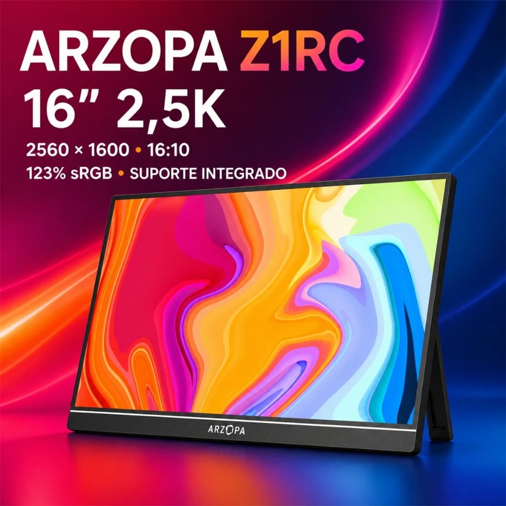 Monitor Portátil ARZOPA Z1RC 16” 2.5K 2560x1600 IPS 60Hz USB-C Mini HDMI HDR10