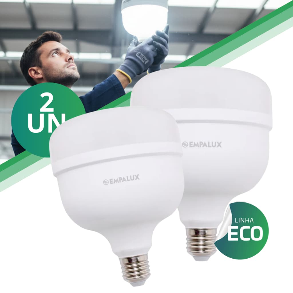 Kit 2 Lâmpadas Luz Led 62w Alta Potencia Compacta Forte Empalux Bivolt Extra Forte Alto Brilho