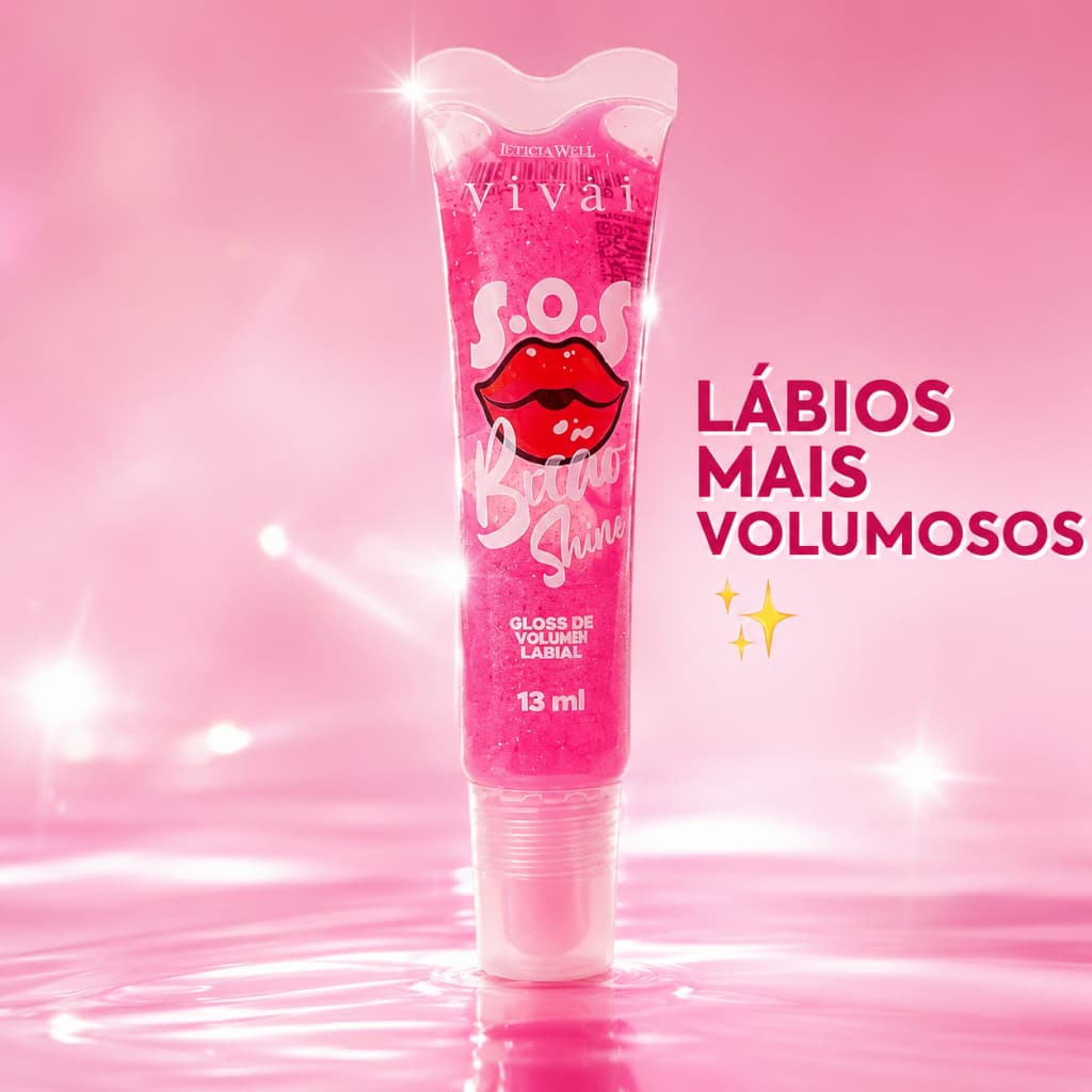 Gloss Labial S.O.S Brilho Shine Vivai Gloss de Volume Lip Gloss Transparente Efeito Volume Brilho Intenso