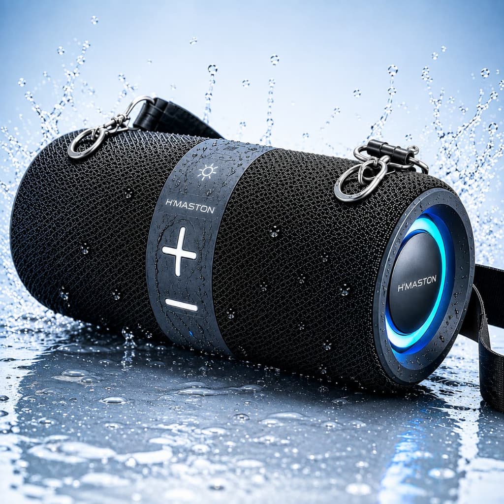 Caixa de Som Sem Fio Speaker Bluetooth 30W Portátil Recarregável Som Potente Preto Sem Fio H'Maston AM48 Prova D'água