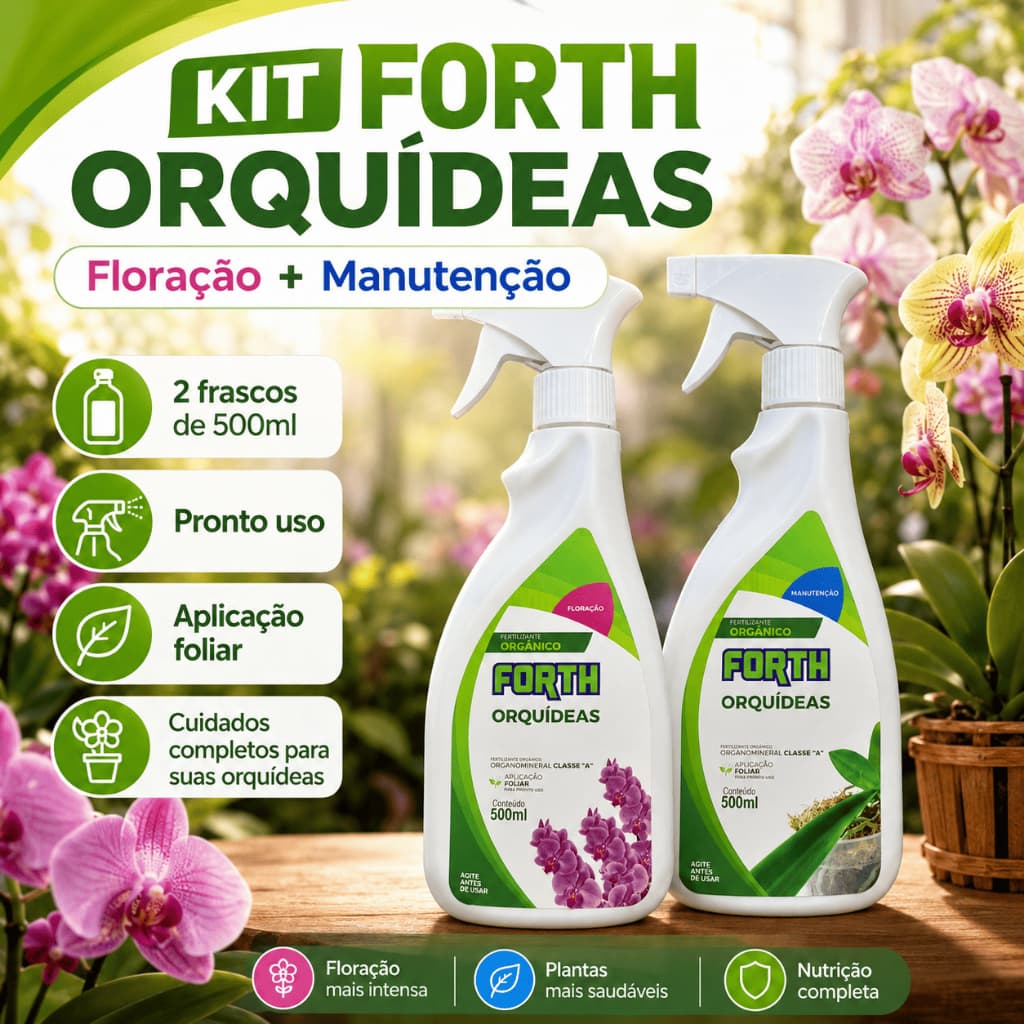 Kit Adubo Fertilizante Forth Orquídeas Floração + Manutenção 2x500ml