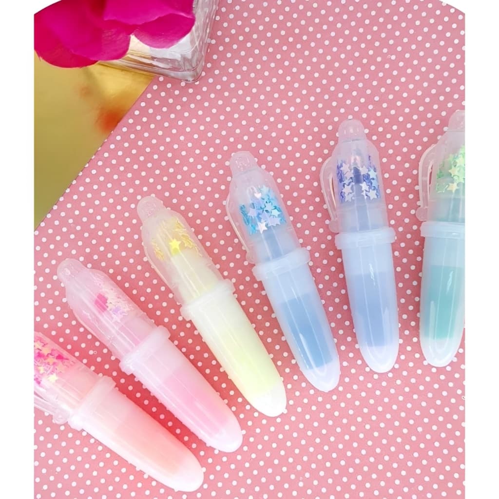 Kit Mini Marca Texto Fofo de Estrelinha Cores Marca Texto Com Estrelinhas Canetas Fofas, Fofinhos Volta as aulas