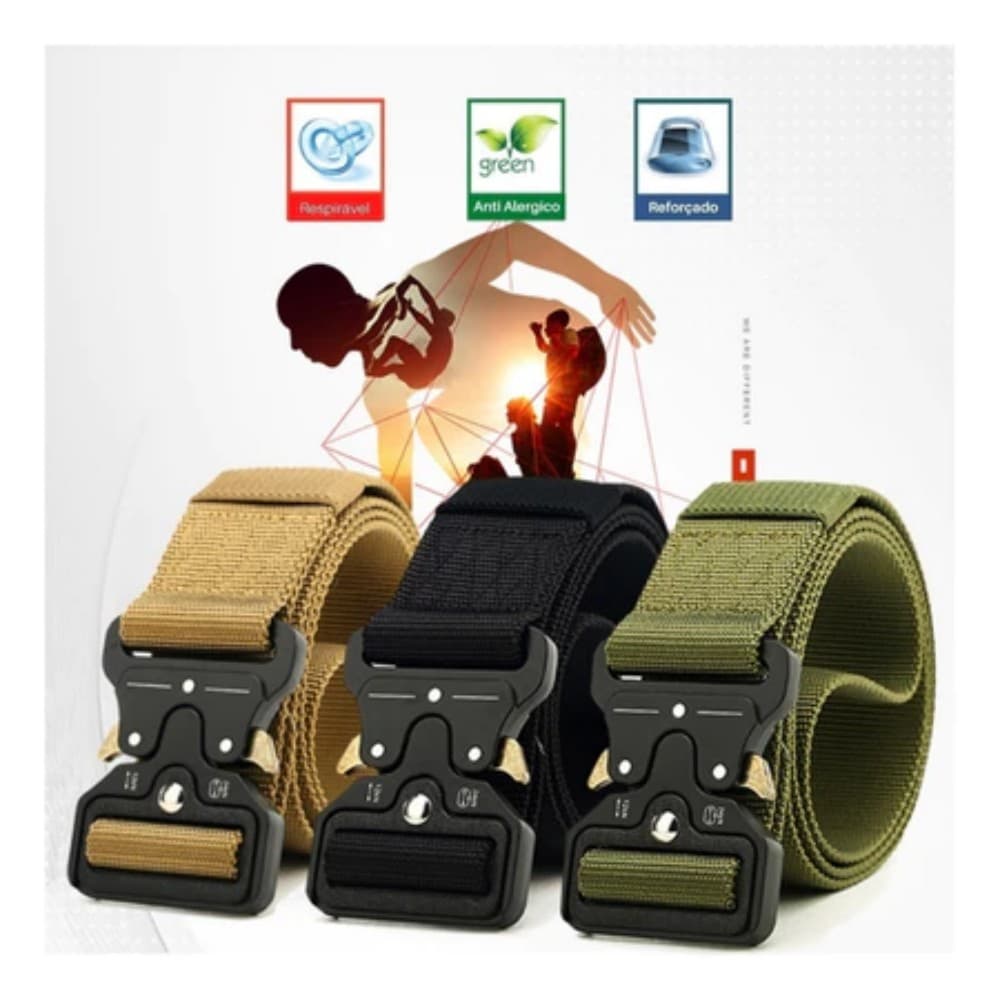 Cinto Tático Militar Nylon com Fivela de Engate Rápido – Multiuso para Outdoor, Ajustável, Durável
