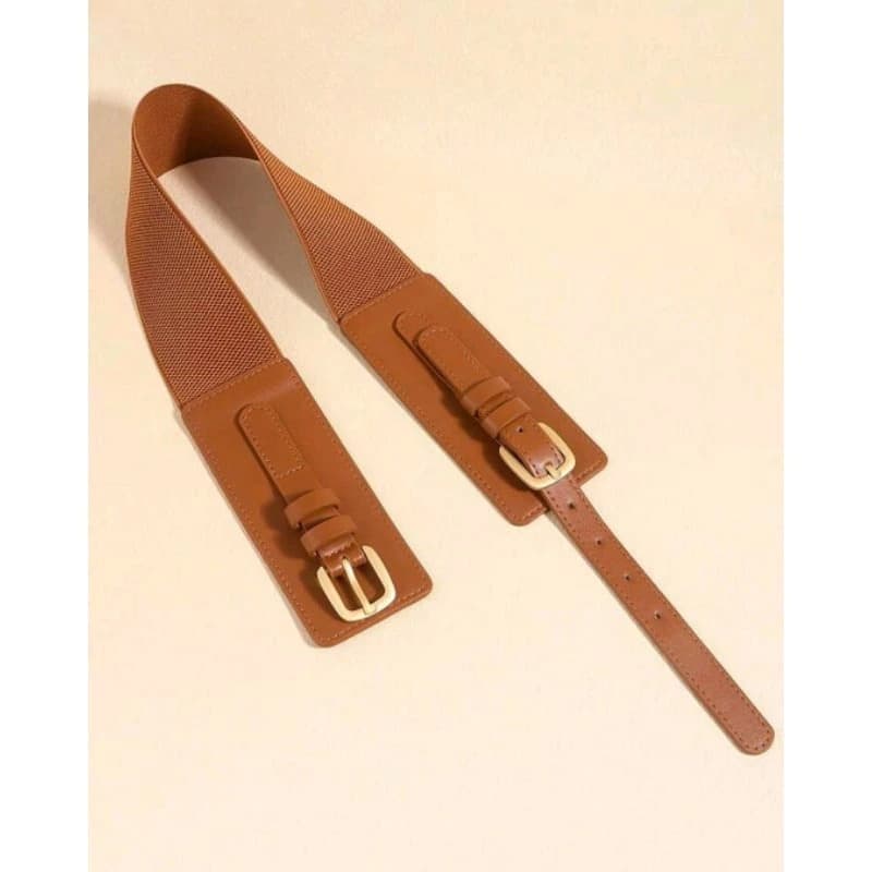 Cinto Elástico Feminino Elegante Retrô Com Fivelas Ajustáveis