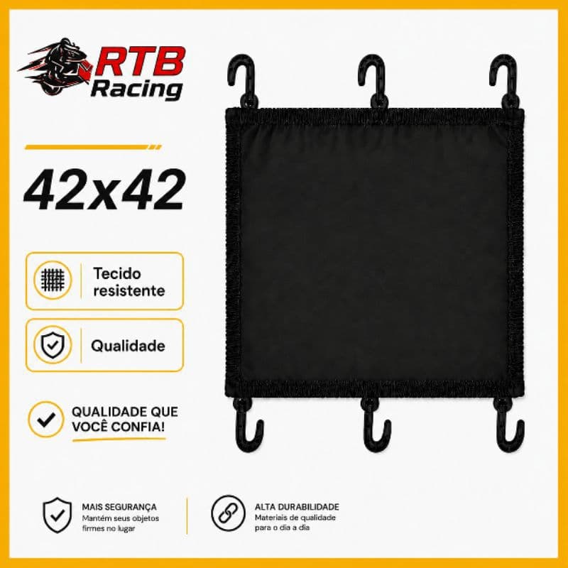 Redinha Capacete Rede Elástico Fechada Tecido Bagageiro Moto 42X42 Preta