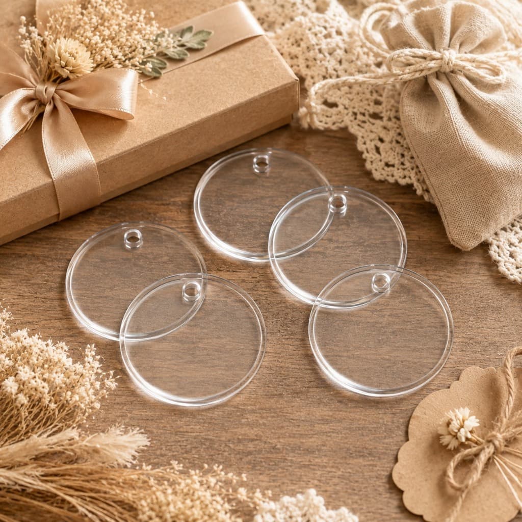 Kit Chaveiros Acrílico Transparente Para Personalização Sem Corrente Argola Lembrancinha Mimo