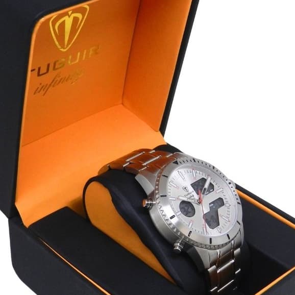 Relógio Masculino de Aço Tuguir AnaDigi Infinity GCS-1269 Prata (Resistente à água 5ATM, Vintage, Luxuoso, Charmoso)