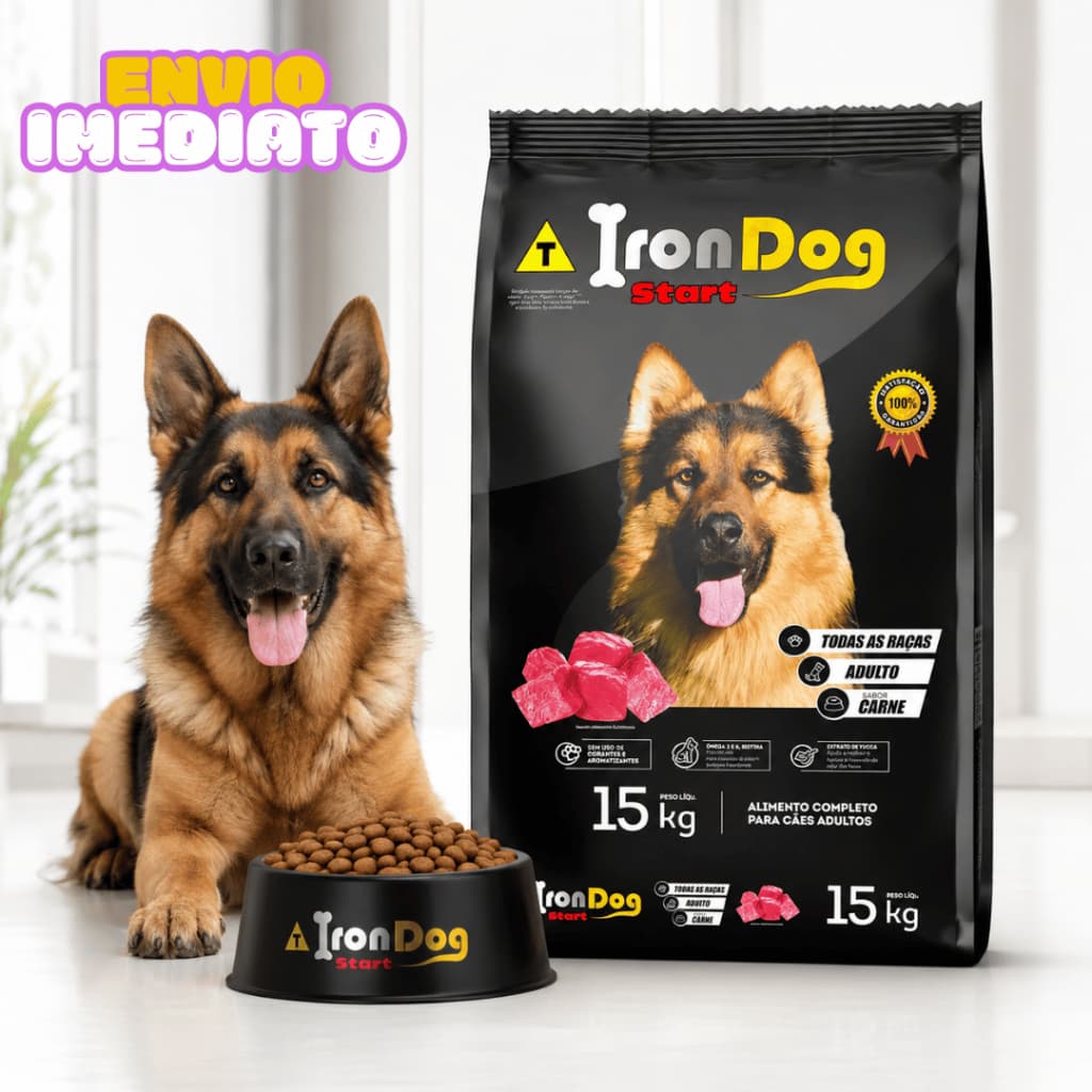 Ração p/cães adultos Iron Dog Sabor carne 15KG Ração de cachorro - Envio Imediato