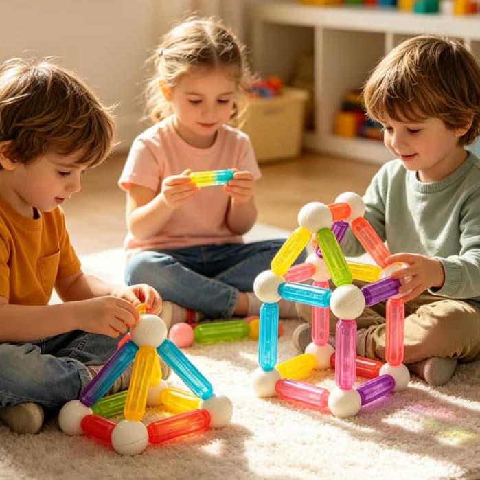 Bastões Magnéticos 25 Peças Brinquedo de Montar Colorido Blocos Magnéticos Educativo para Crianças