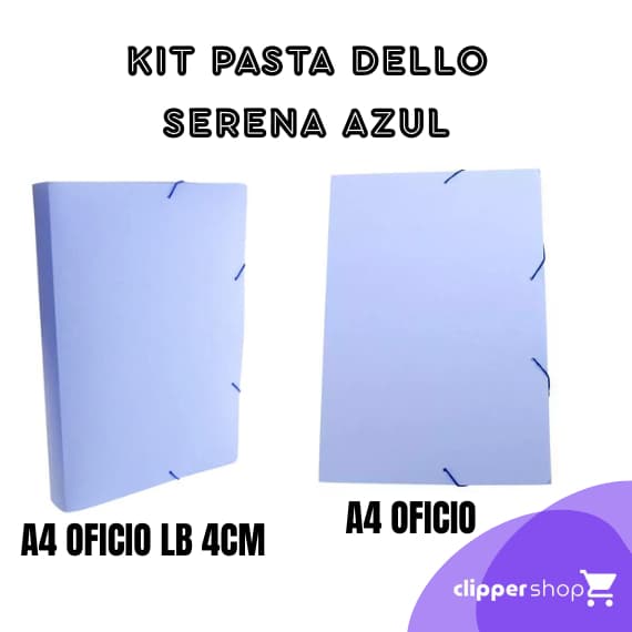 KIT 2 PASTAS MULTI OFICIO DELLO A4 LINHO SERENA AZUL