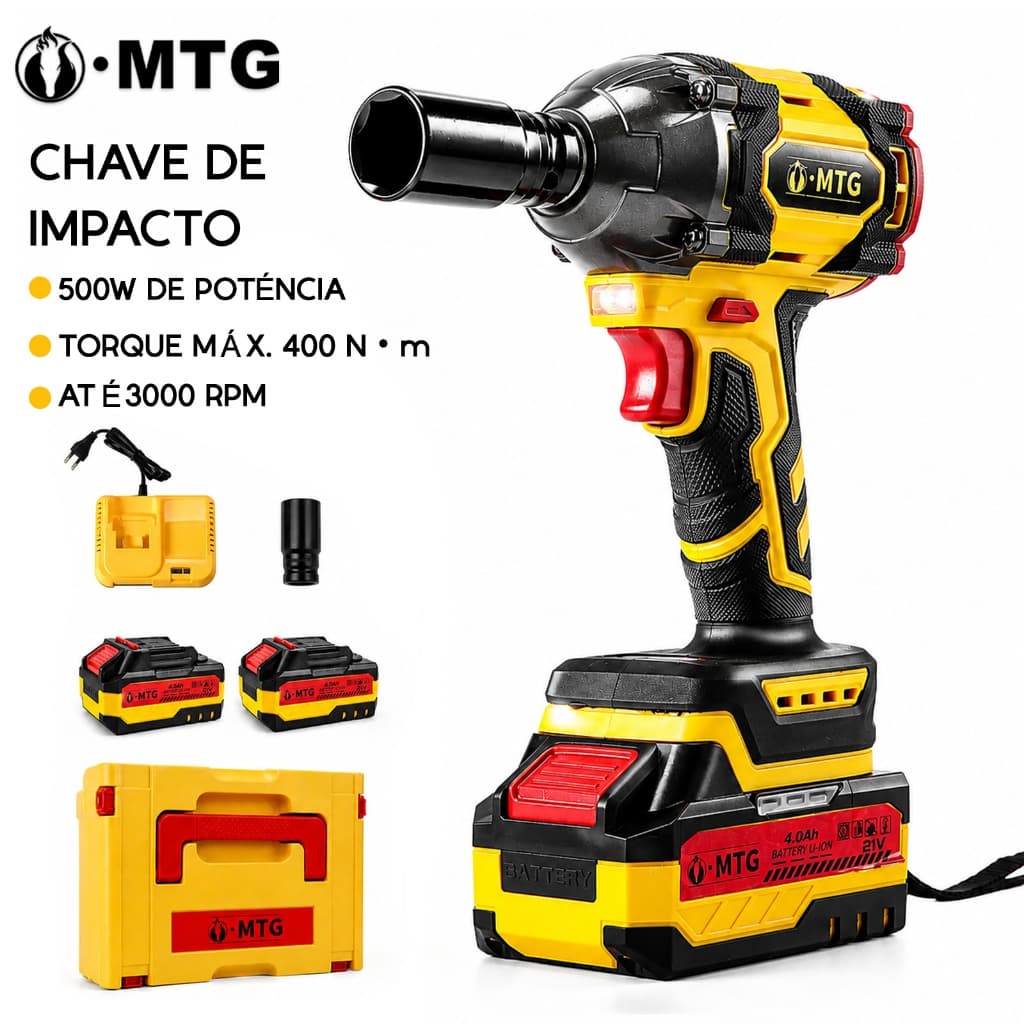 Furadeira Parafusadeira de Impacto Sem Fio Kit com 2 Baterias Alta Capacidade Ferramenta Profissional