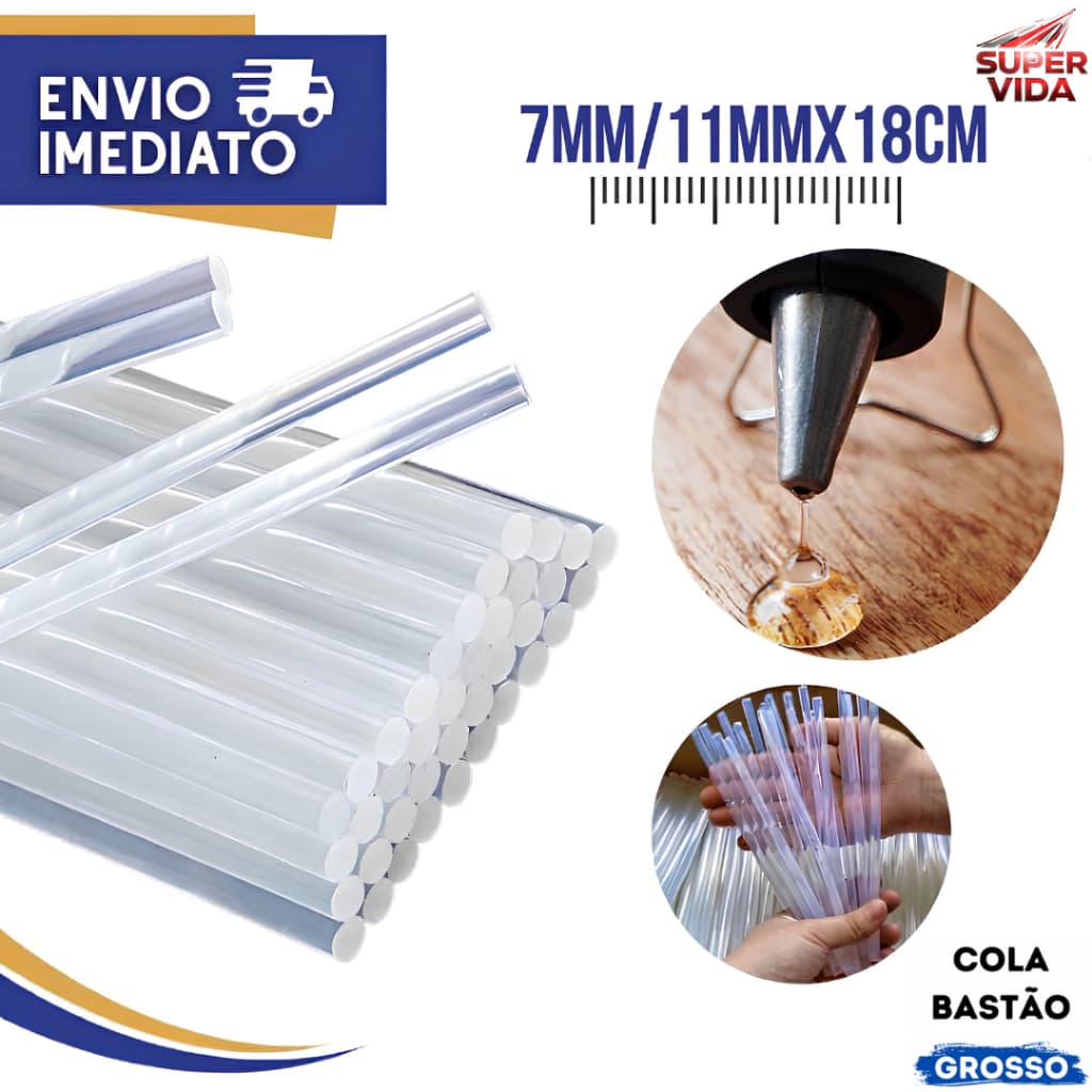 Bastões de Cola Quente 7mm/11mm x 18cm EVA Transparente Inodoro 6-9 Peças para Reparos Gerais
