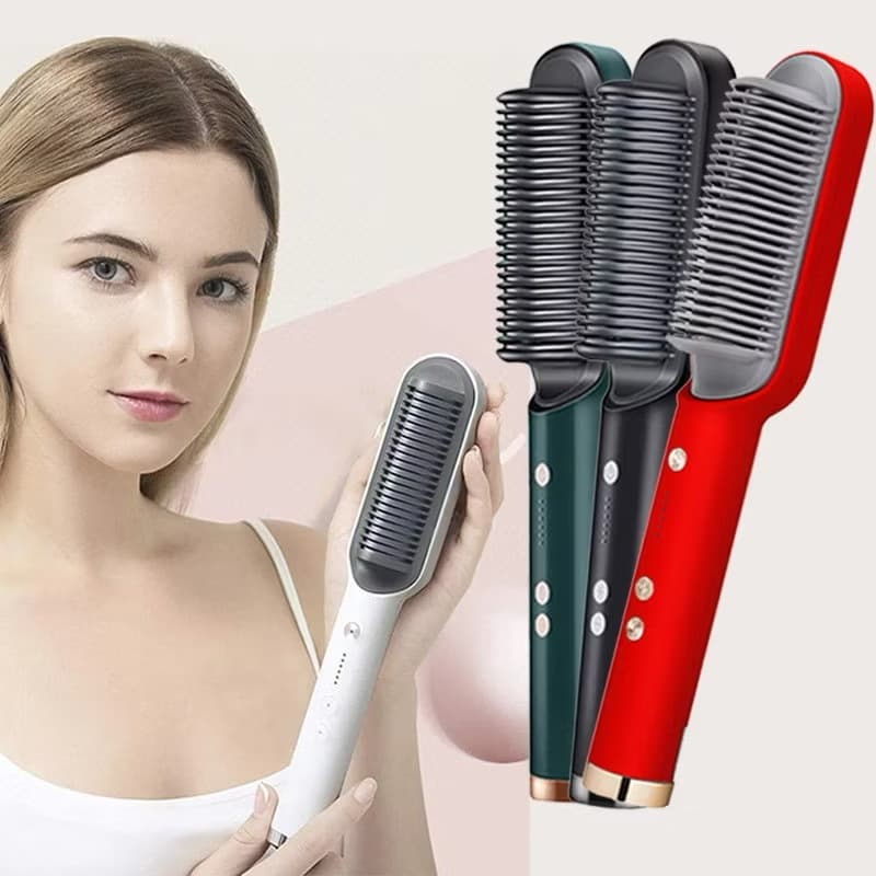 Escova Alisadora Térmica Bivolt 5‑em‑1 Modelador de Cabelo Anti‑Frizz