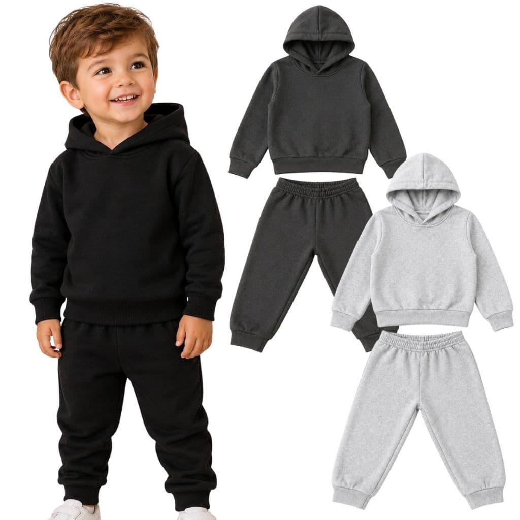 Conjunto Infantil Menino Moletom Com Capuz do 01 ao 10 Anos | Casaco + Calça de Moletom Inverno Peluciado