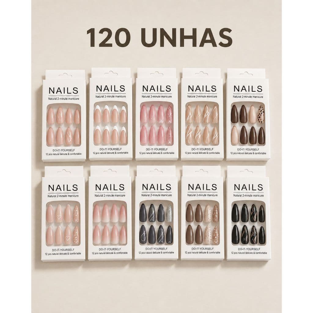 Caxinha de Unhas Postiças autocolantes Lindas e Decoradas com Pedras Acessorios