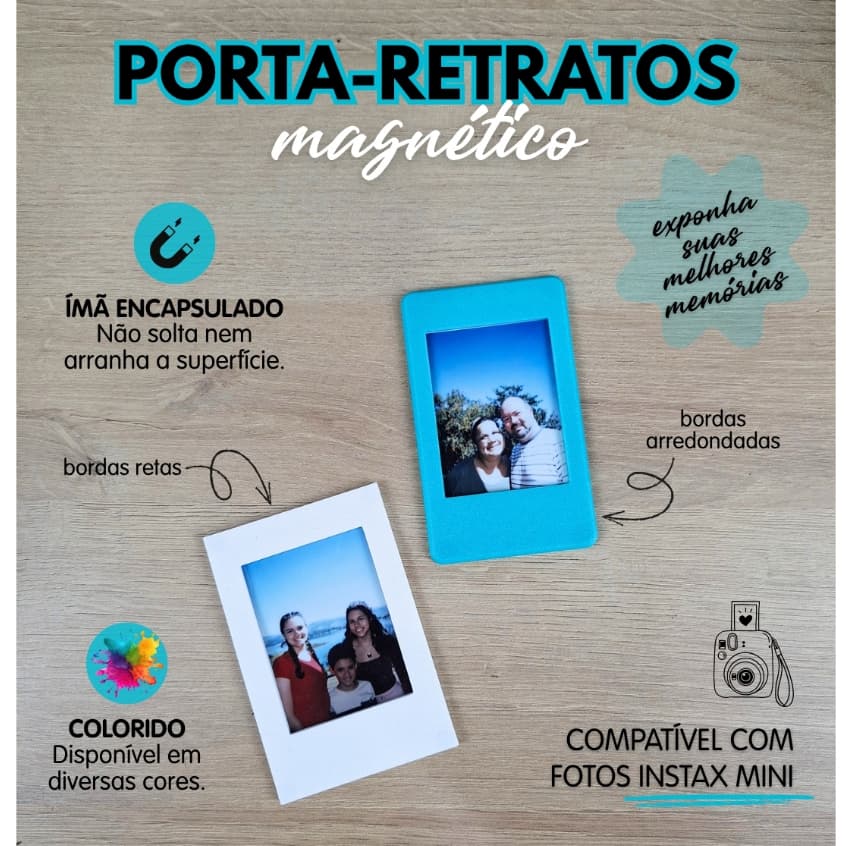 kit com 4 porta-retratos imantado para fotos Instax Mini | ímã de geladeira | lembrancinha de aniversário e eventos