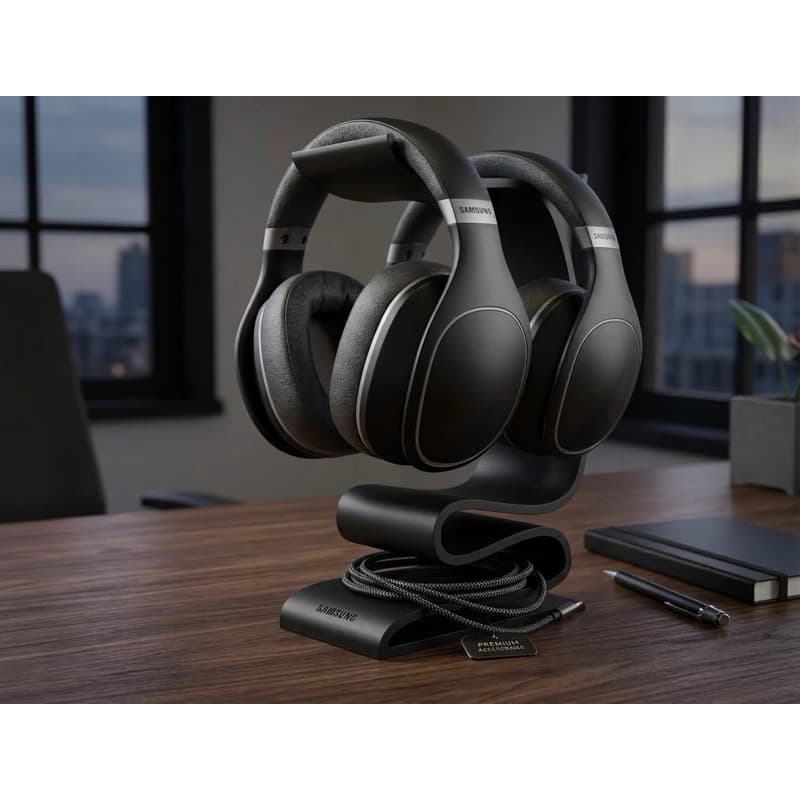 Suporte Para 2 Fones De Ouvido Headphone Duplo Gamer De Mesa Design Curvo Moderno