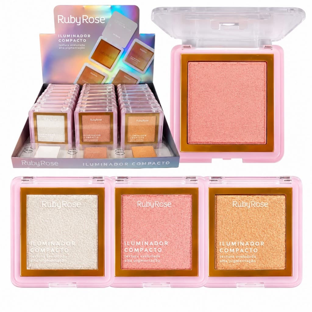Iluminador Compacto Ruby Rose Cream Powder Acabamento Acetinado Alta Pigmentação