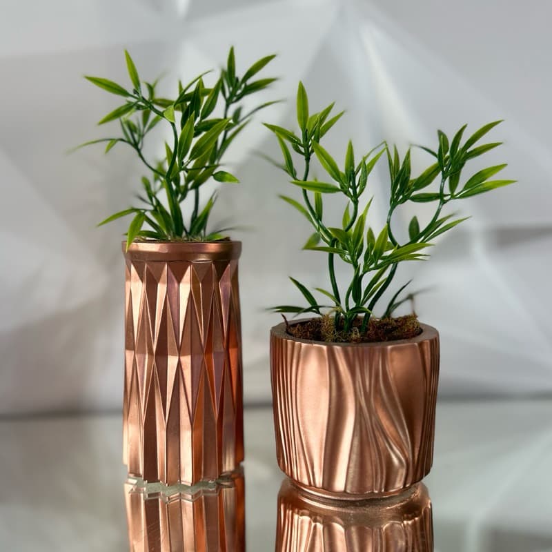 Kit 3D de gesso, vasos decorativos, bambuzinho da sorte, mini bambu, planta artificial