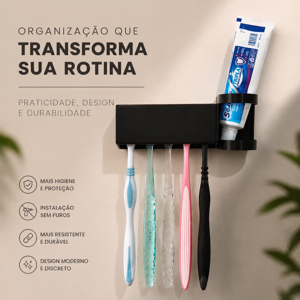Porta Escova de Dente, suporte para escova de dente, Suporte Para Pasta de Dente, Organizador de banheiro