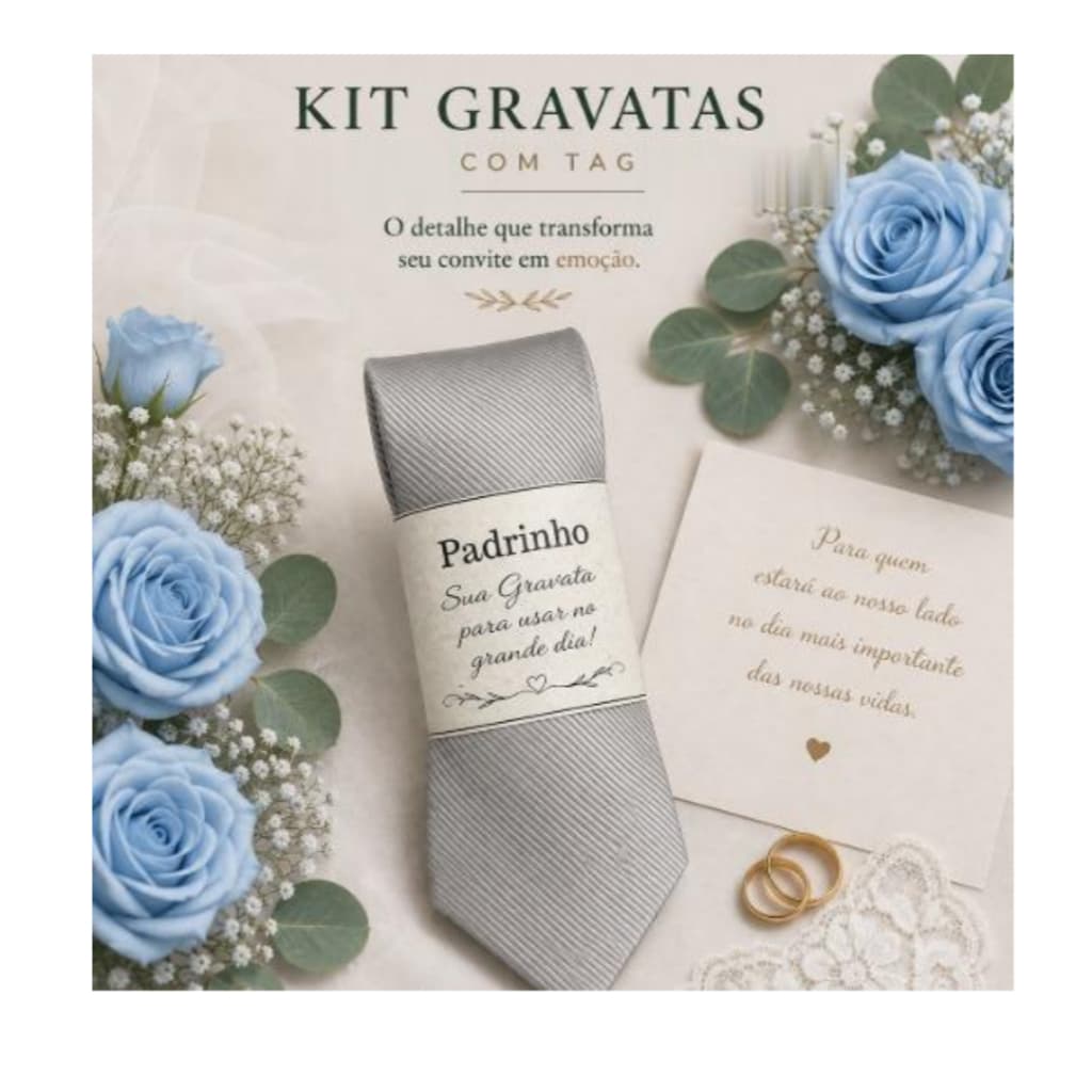 Gravata Slim Premium Masculina Luxo - Kit Padrinhos, Casamento, Formatura e Festas 15 Anos