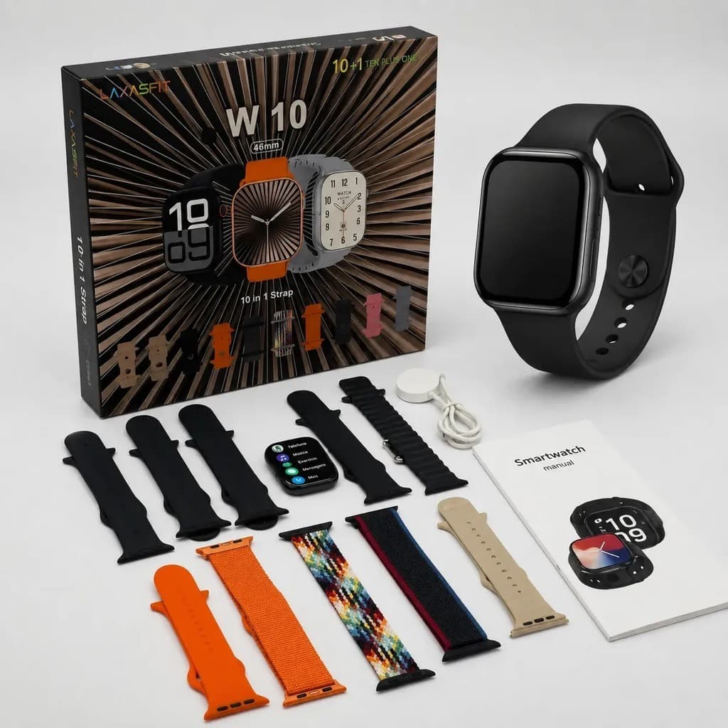 Relógio Smartwatch Laxasfit W10 46mm Amoled Gps 10 Pulseiras