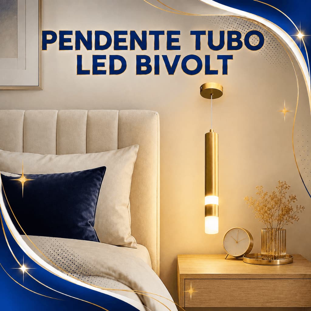 Luminária Lâmpada Pendente Tubo De Cristal Acrílico Dourado LED Moderno Luz Quente 7W Para Lavabo