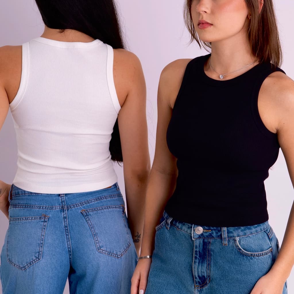 KIT 2 Regata Feminina ELASTANO com ALGODÃO Regatinha Feminina Ribana Canelada Treino Casual