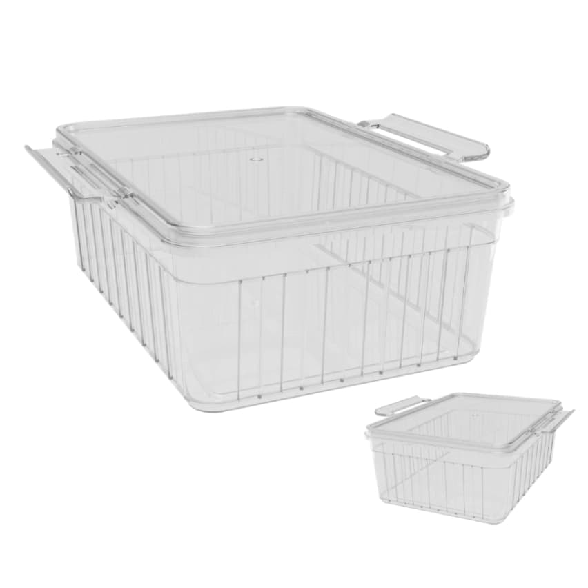Pote Marmita Fitness 2,2L, Organizador de Geladeira e Freezer, Tampa com Travas, Porta Alimentos