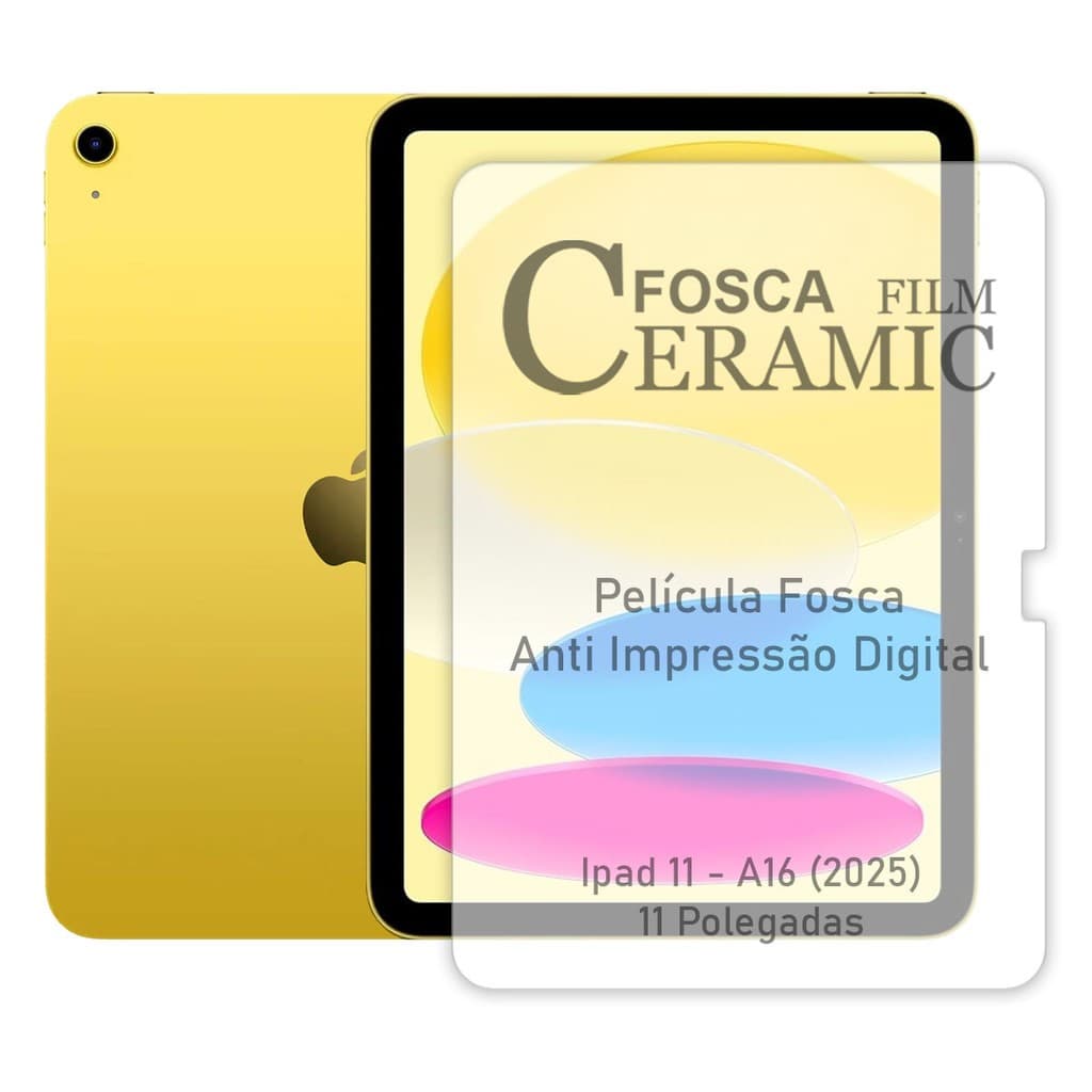 Película protetora de tela fosca/HD de cerâmica resistente a impactos para iPad de 11ª geração (A16, 2025)
