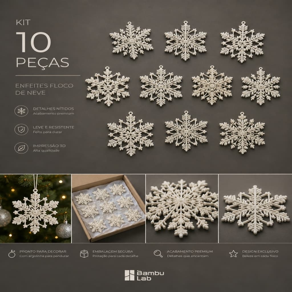 Flocos de Neve para Árvore de Natal | Enfeite Natalino