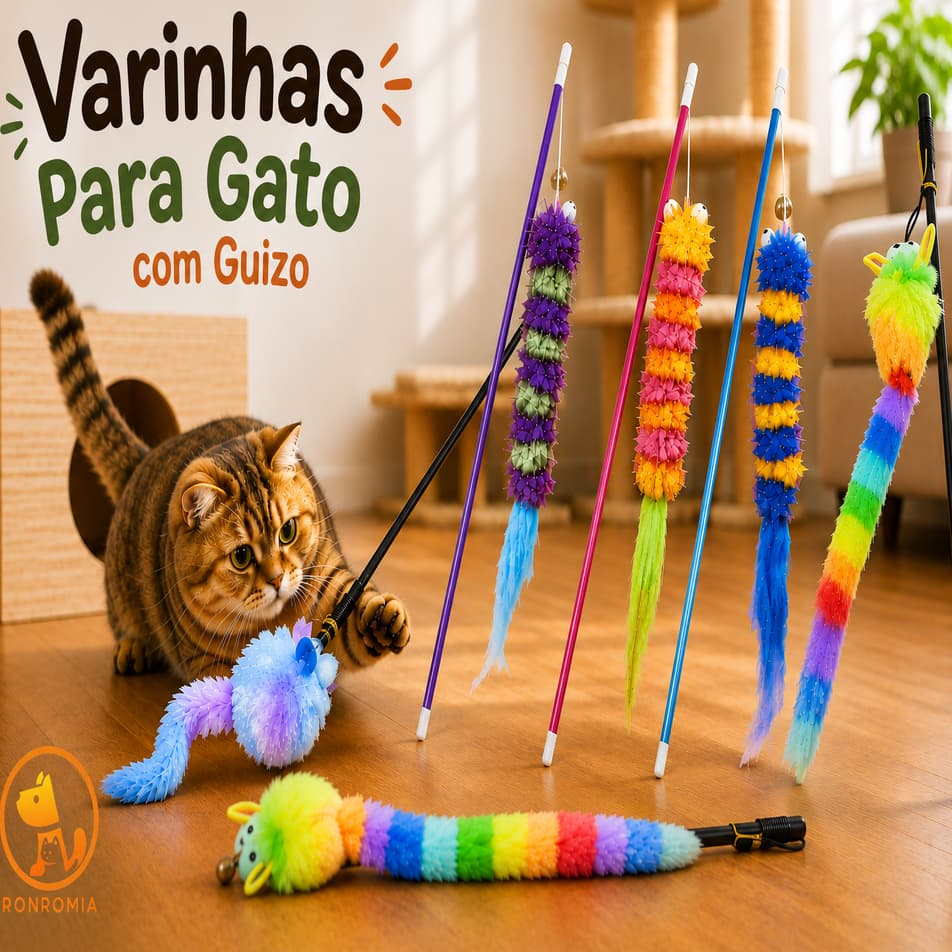 Varinha Para Gatos Brinquedo Interativo Com Guizo