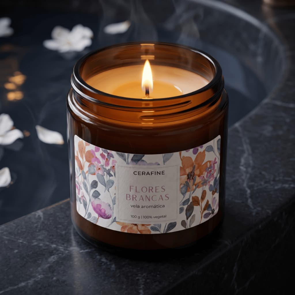 Vela Aromática Flores Brancas 100g 20h de Duração Artesanal Vegetal Pavio de Algodão Presente Decoração